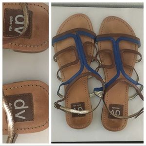 Dolce Vita Blue and Brown Flat Sandals